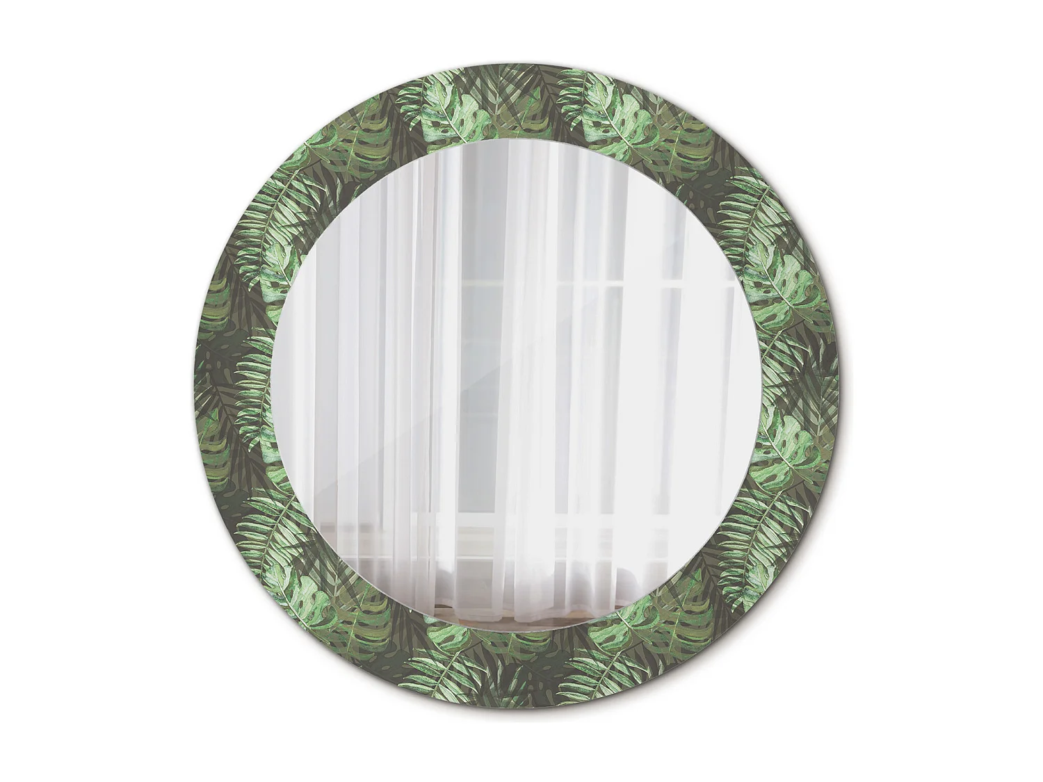 Decoratieve ronde spiegel - Tropische bladeren - 60 cm