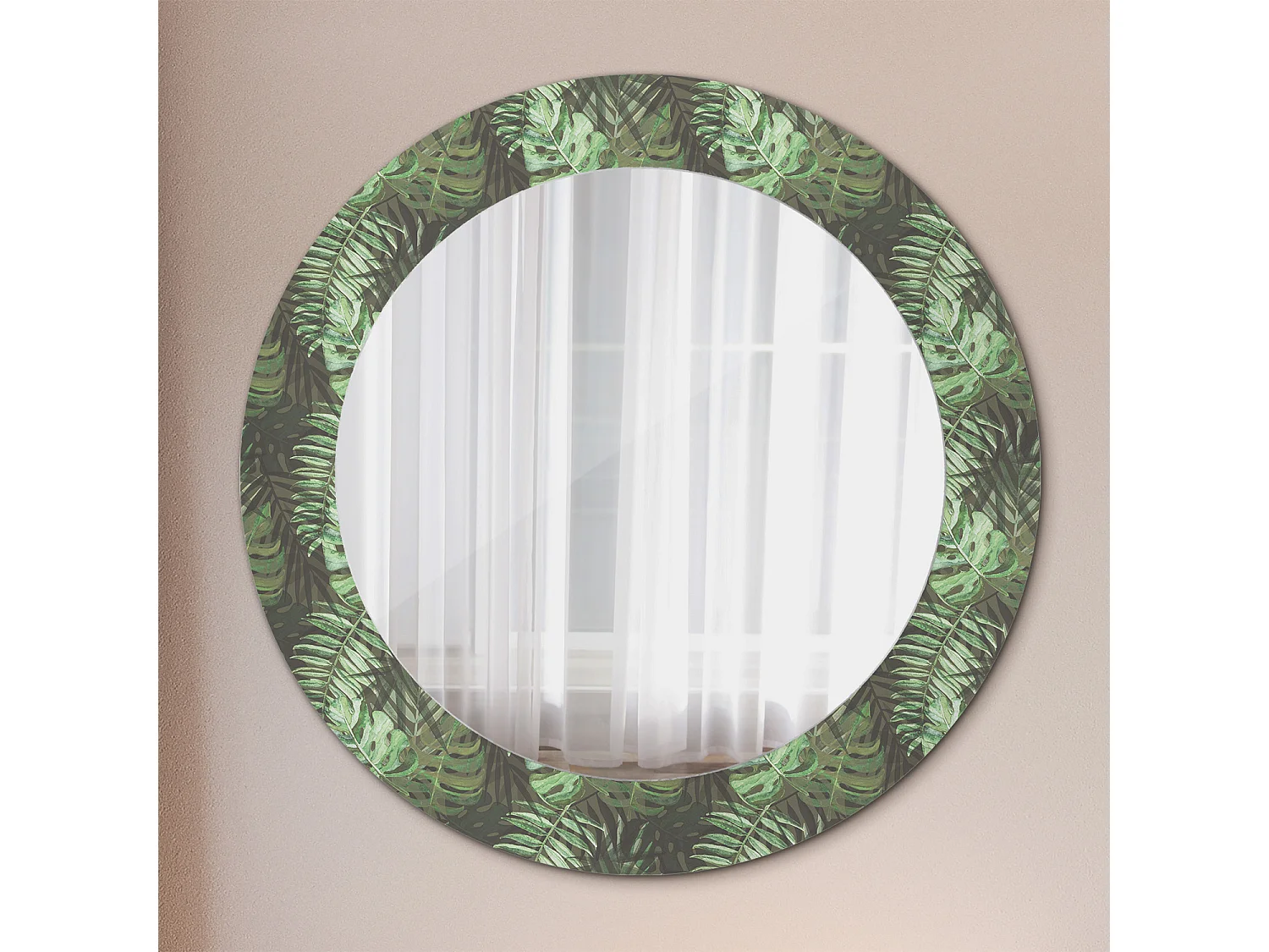 Decoratieve ronde spiegel - Tropische bladeren - 60 cm