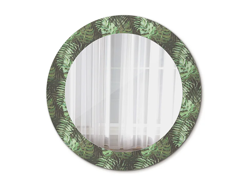Dekorativer runder Spiegel - Tropische Blätter - 60 cm