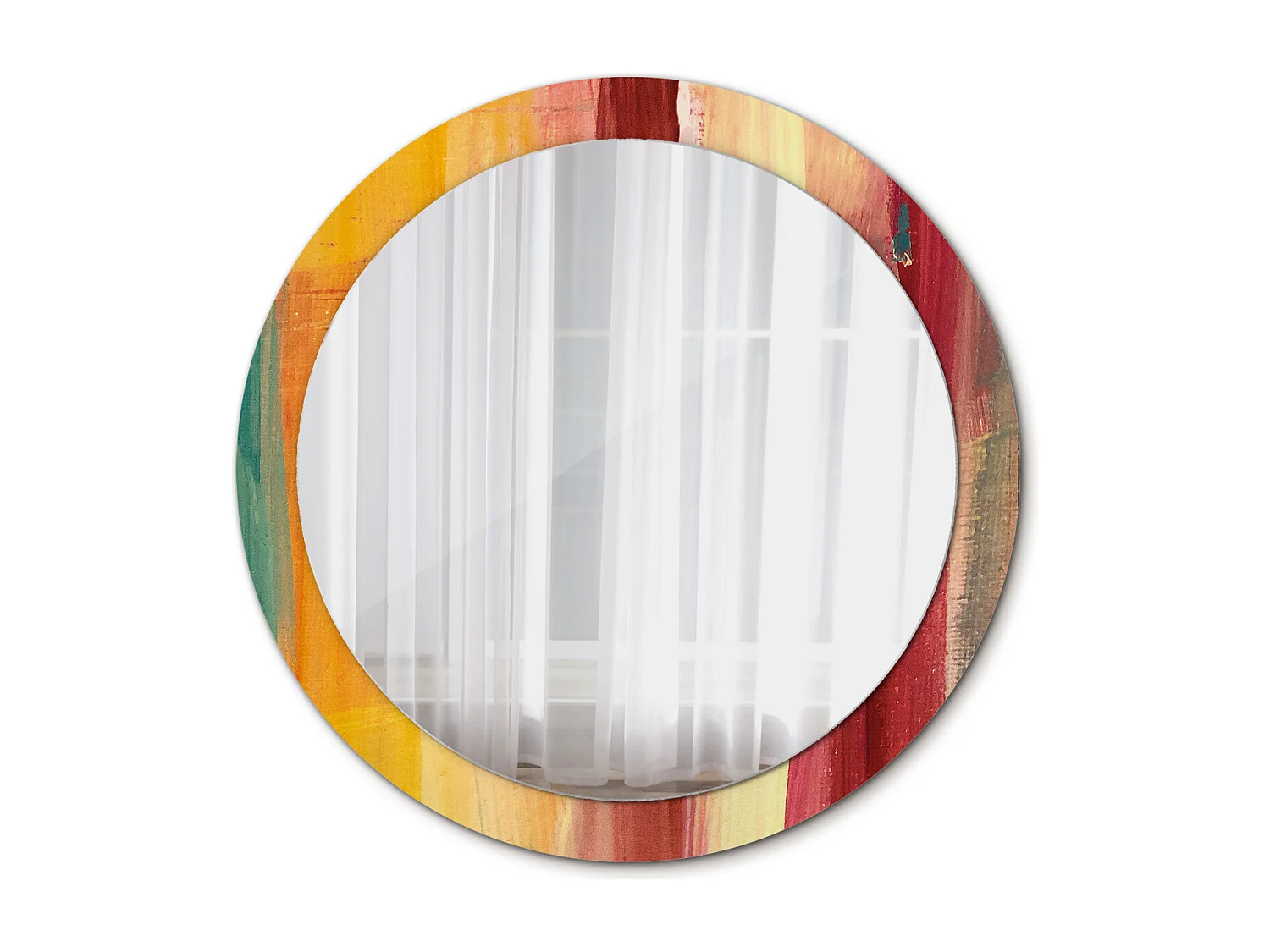 Dekorativer runder Spiegel - Abstraktes Bild - 90 cm
