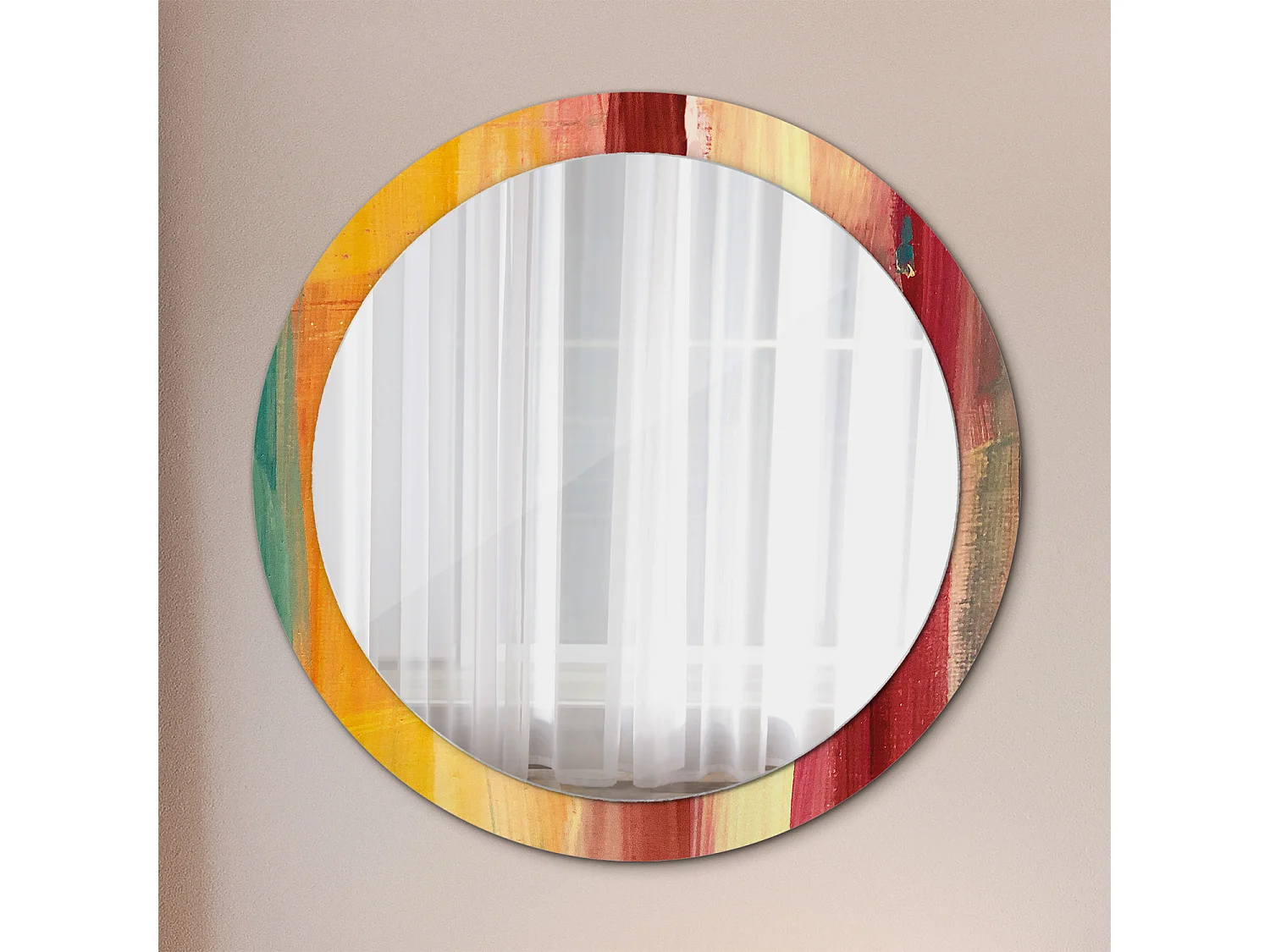 Dekorativer runder Spiegel - Abstraktes Bild - 90 cm