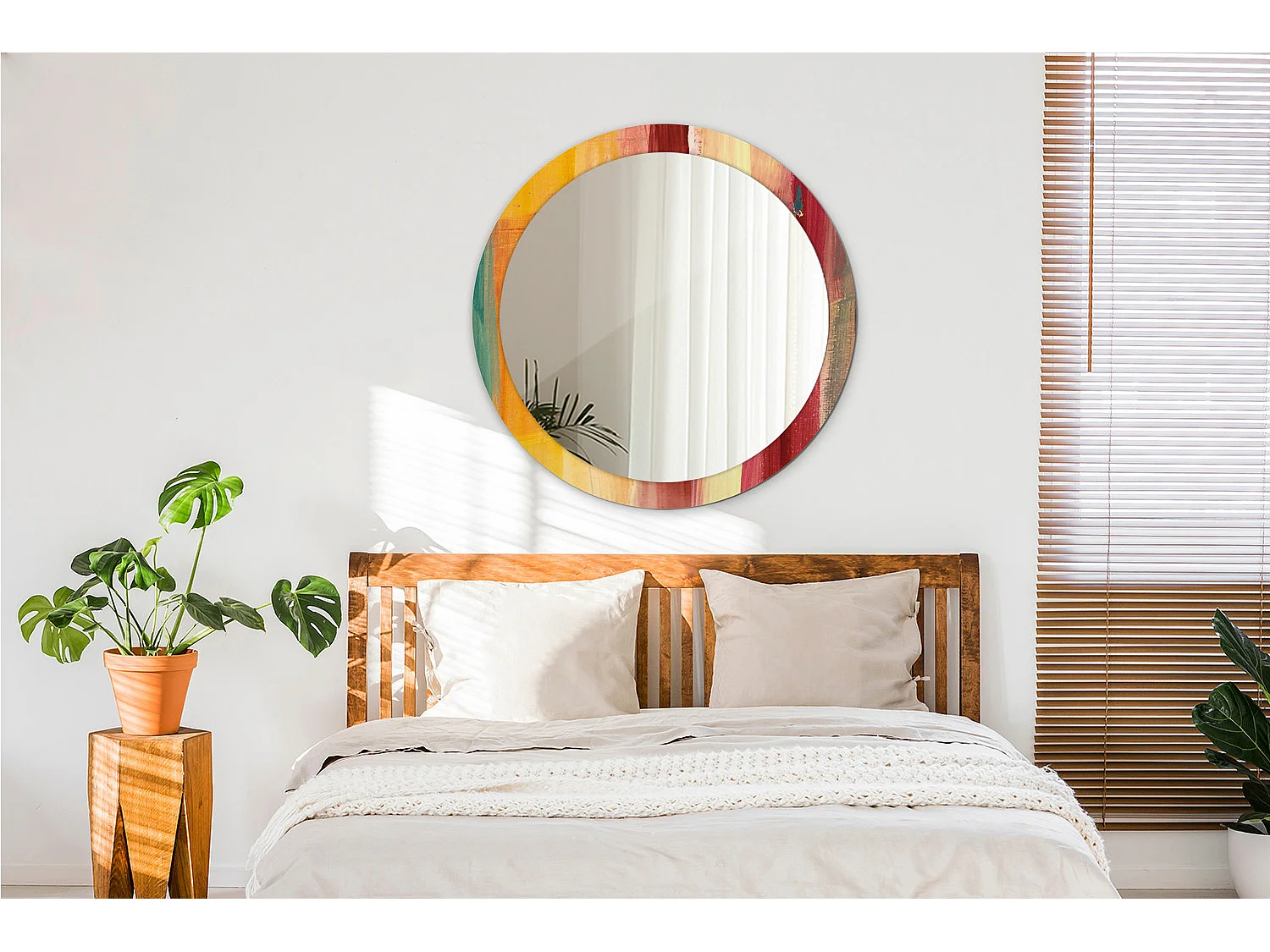 Dekorativer runder Spiegel - Abstraktes Bild - 90 cm