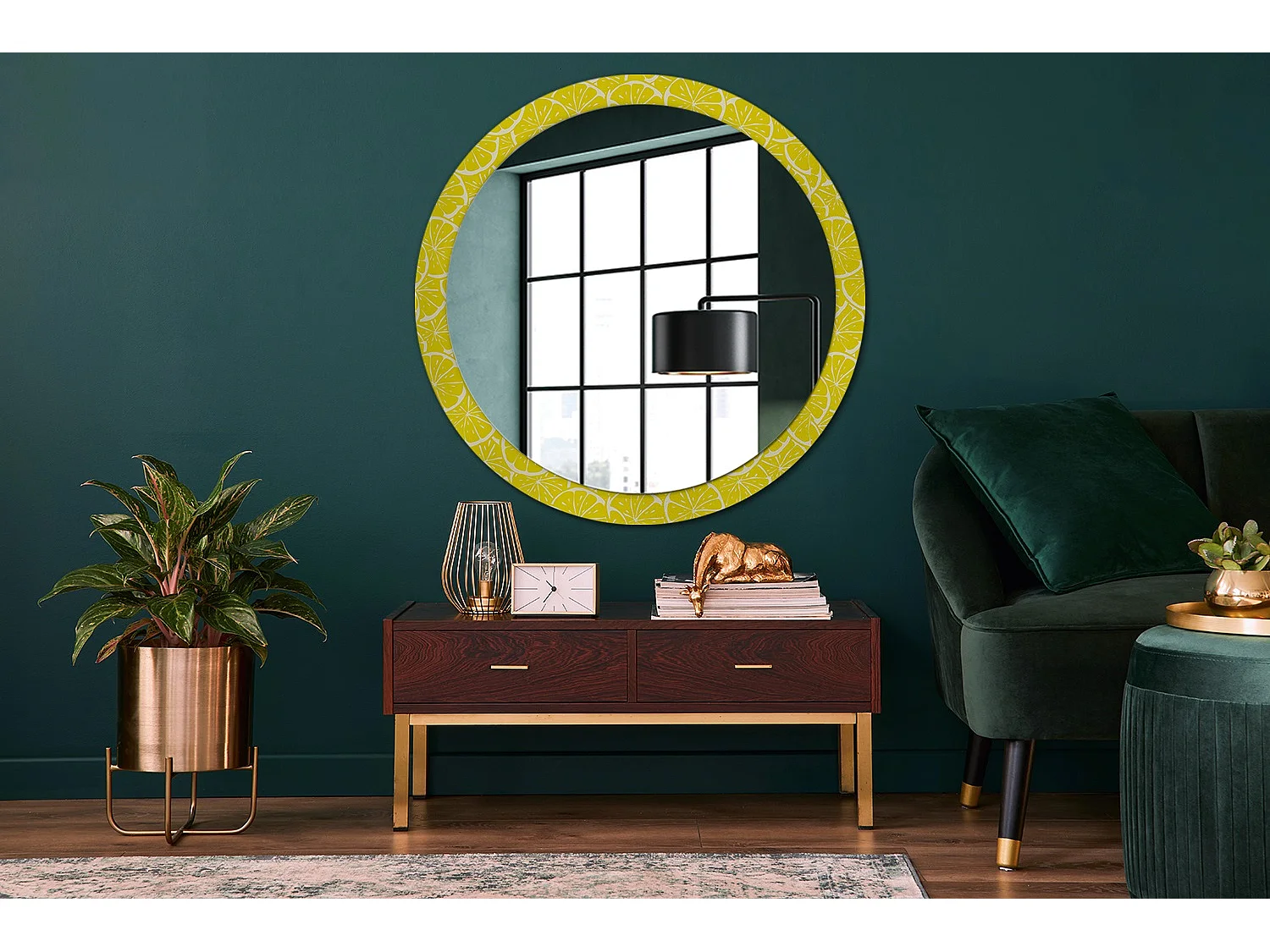 Miroir rond décoratif - Citrons - 100 cm