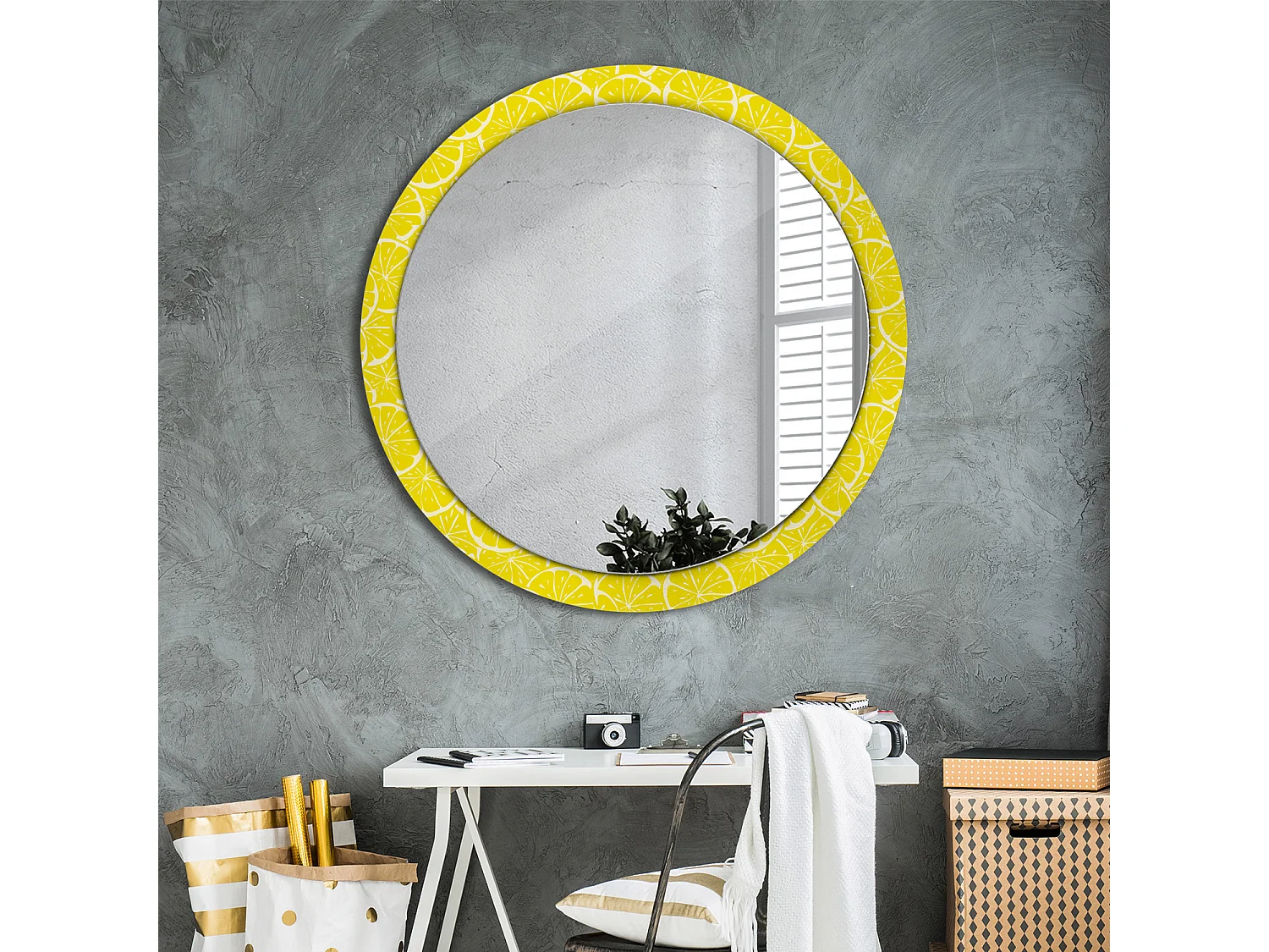 Miroir rond décoratif - Citrons - 100 cm