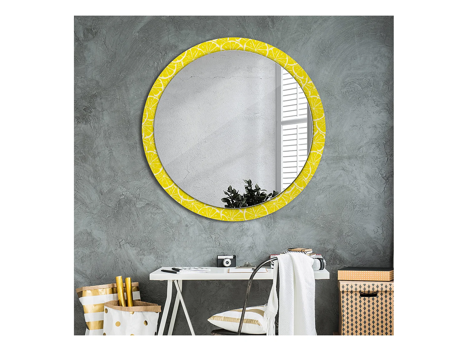 Ronde decoratieve spiegel - citroenen - 100 cm