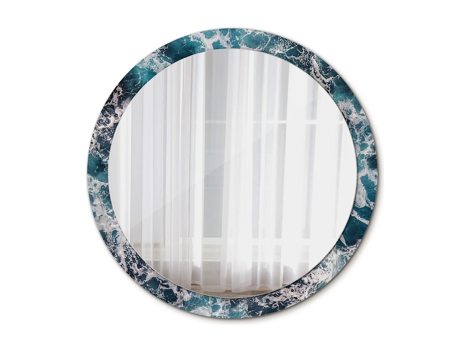 Miroir rond décoratif - Mer agitée - 100 cm