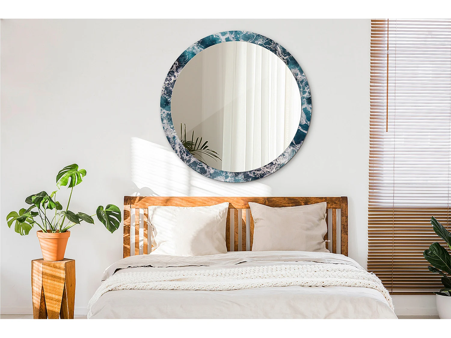 Miroir rond décoratif - Mer agitée - 100 cm