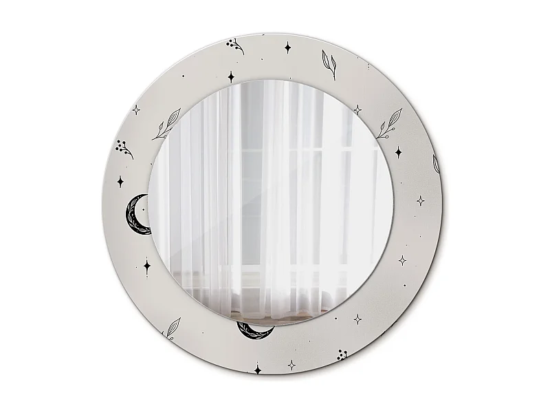 Runder dekorativer Spiegel - Doodle Plants - 50 cm