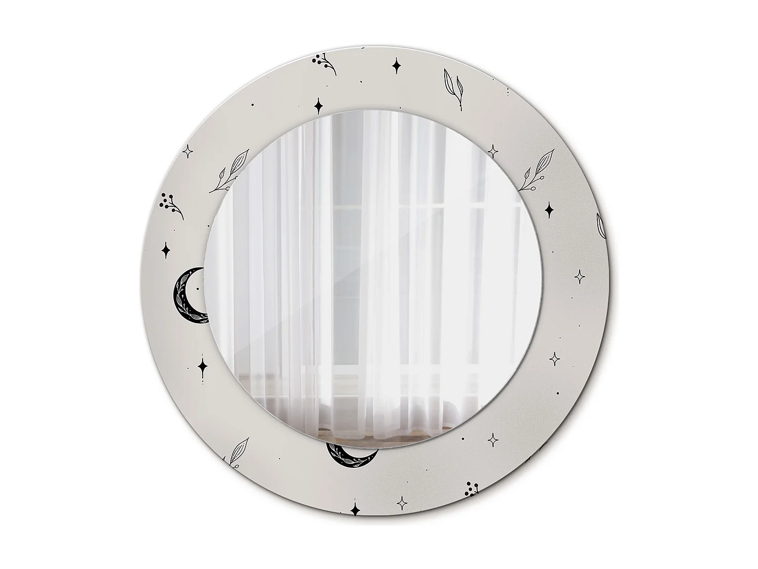 Miroir rond décoratif - Plantes Doodle - 50 cm