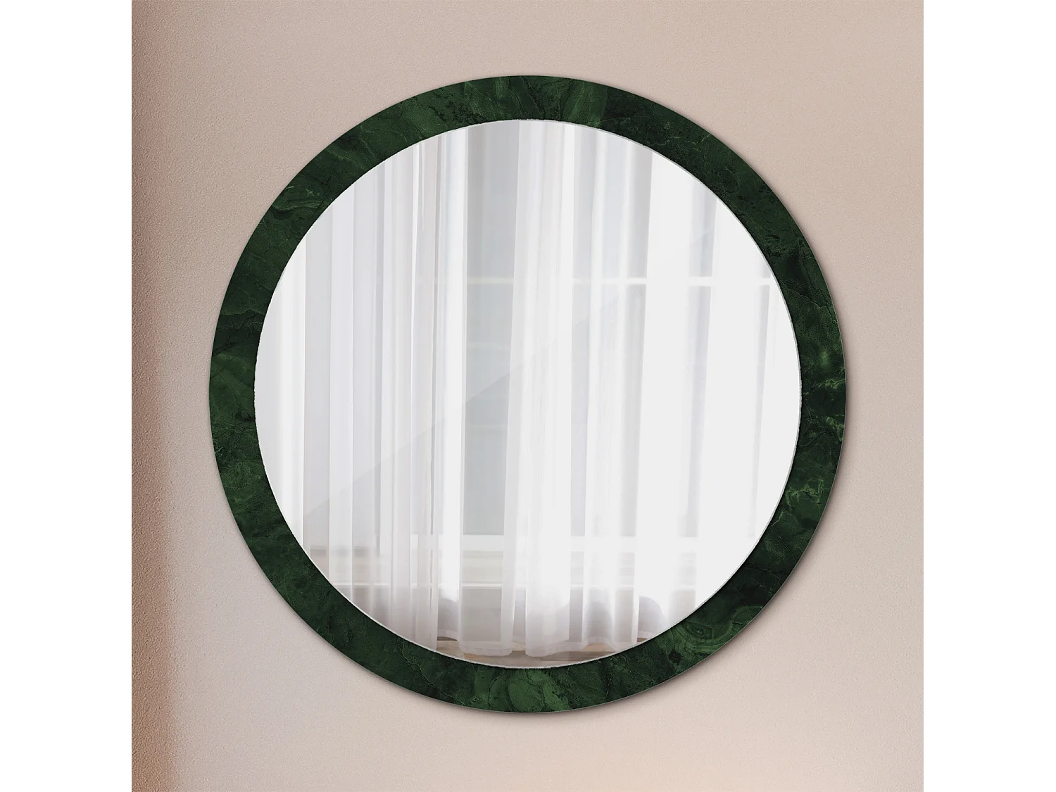 Runder dekorativer Spiegel - Grüner Marmor - 100 cm