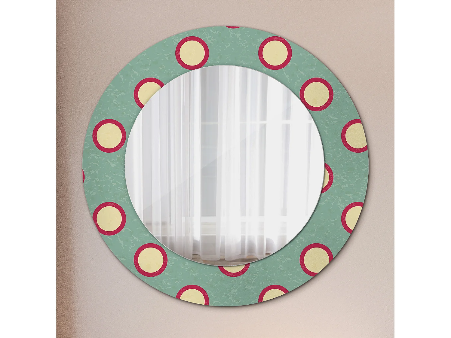 Miroir rond décoratif - Cercles points - 50 cm