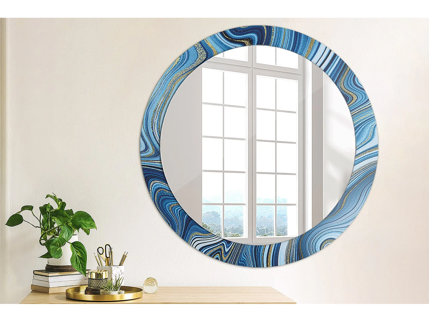 Runder dekorativer Spiegel - Marble River - 80 cm