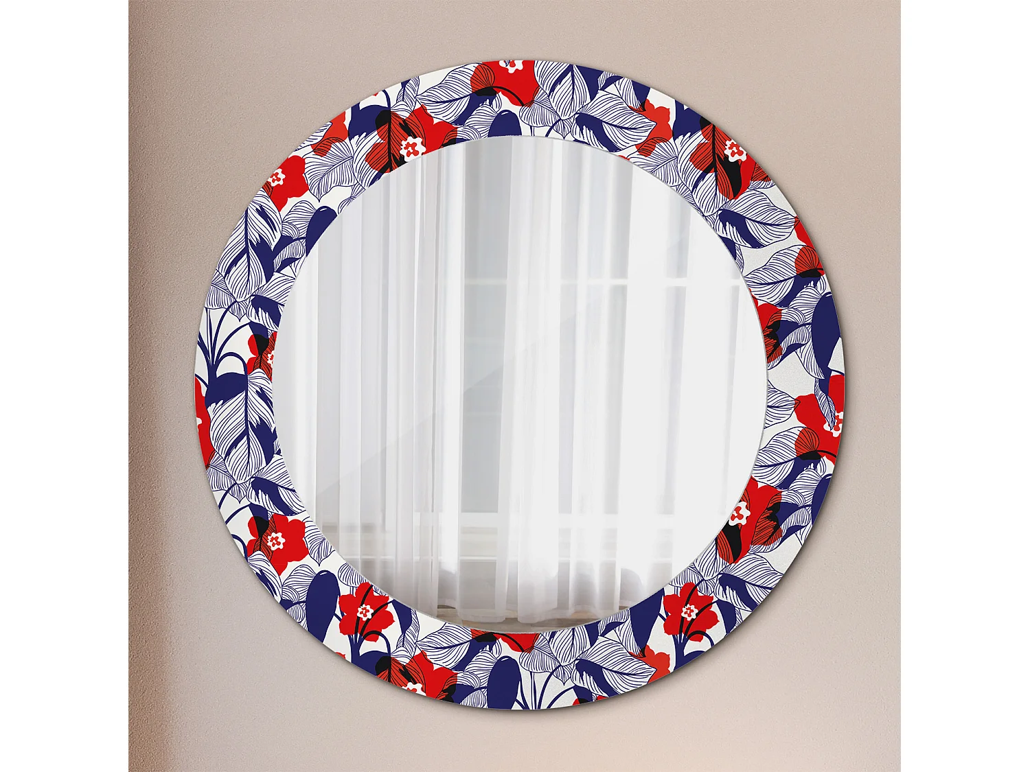 Runder dekorativer Spiegel - Philodendren - 60 cm