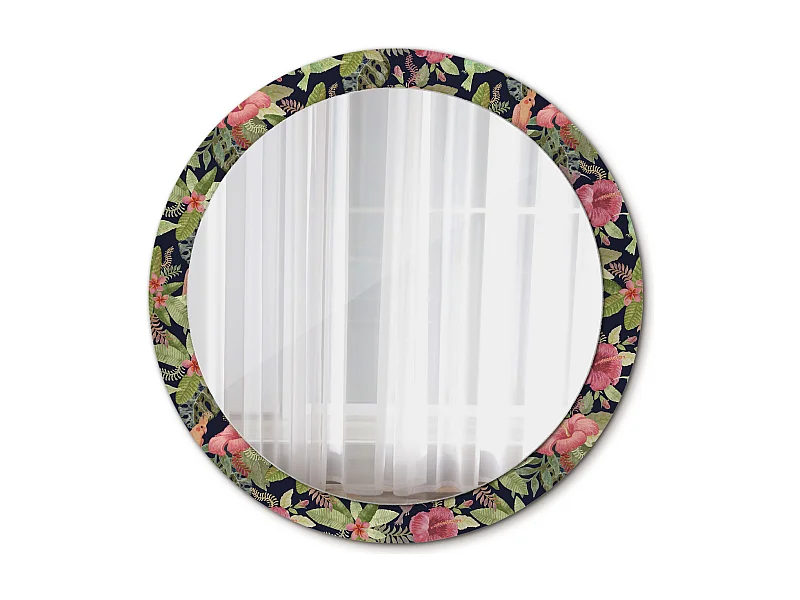 Runder dekorativer Spiegel - Hibiskusblüten - 90 cm