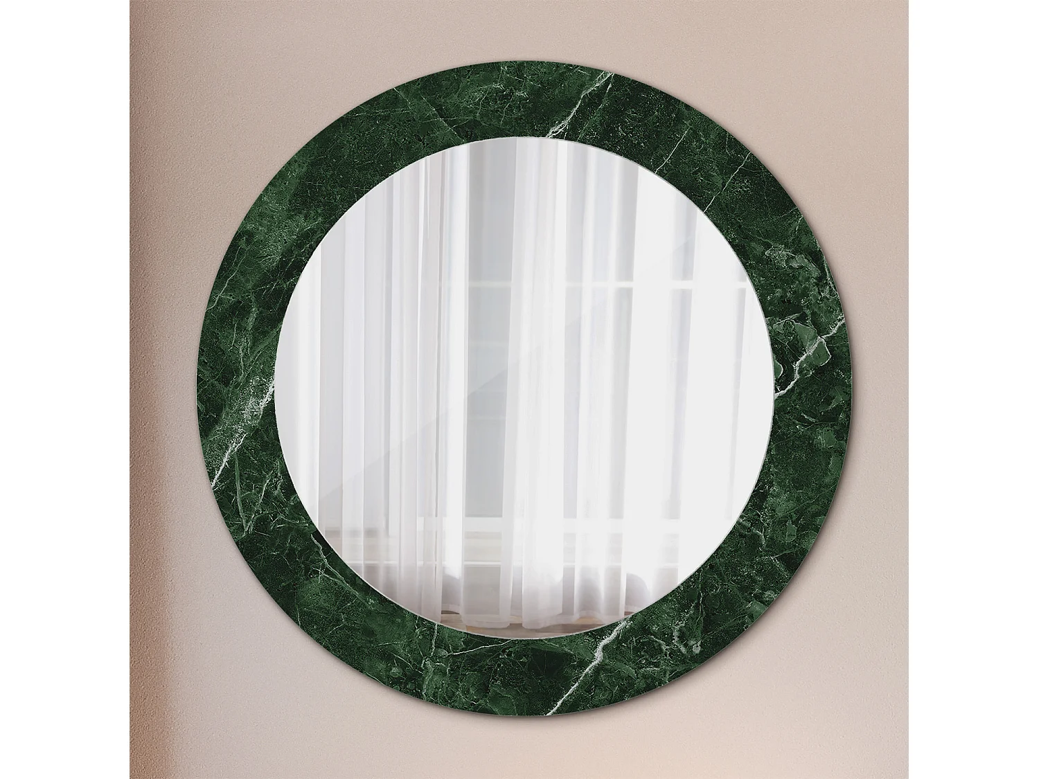 Ronde decoratieve spiegel - Groen Marmer - 60 cm