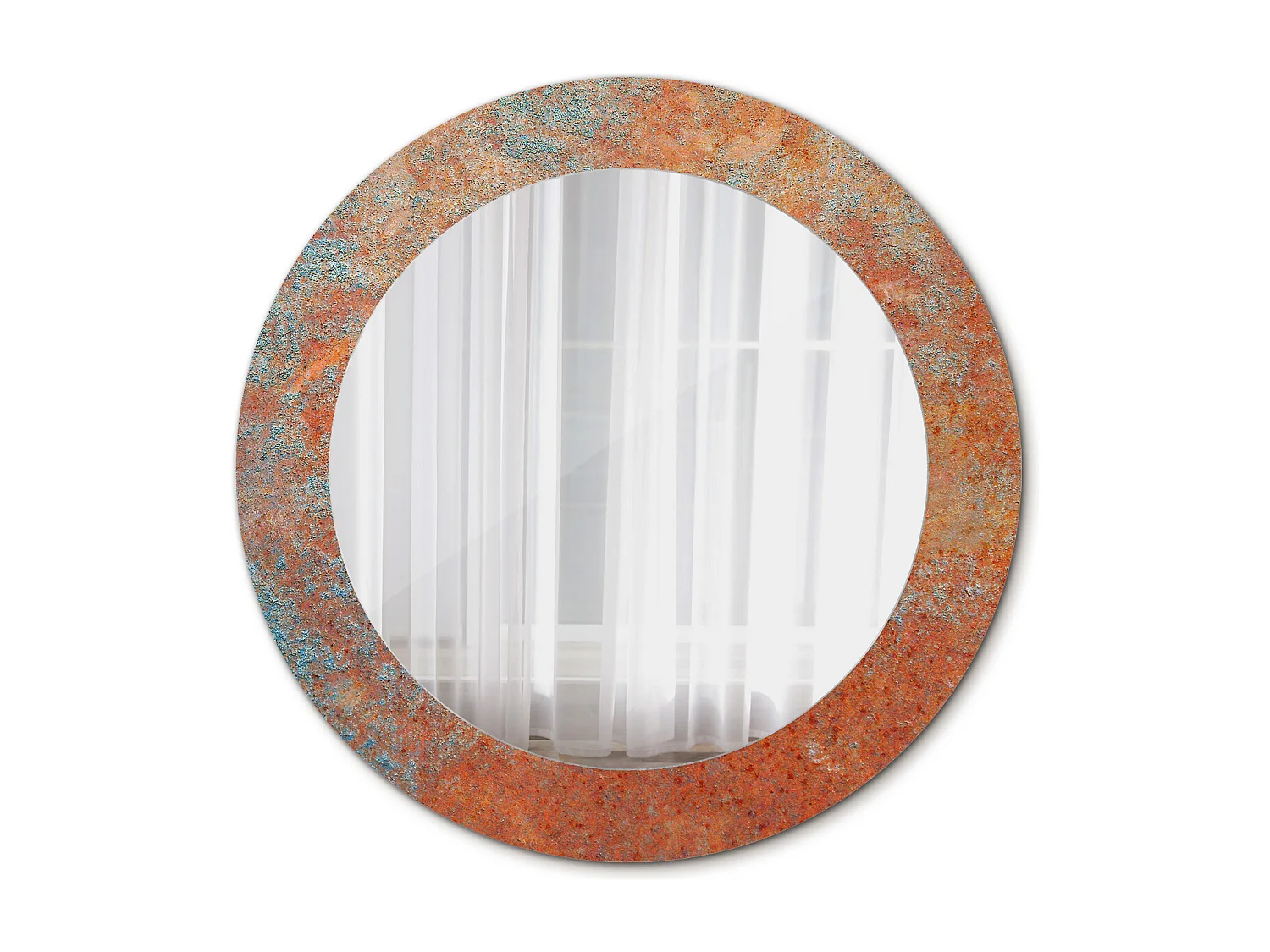 Miroir rond décoratif - Métal rouille - 70 cm