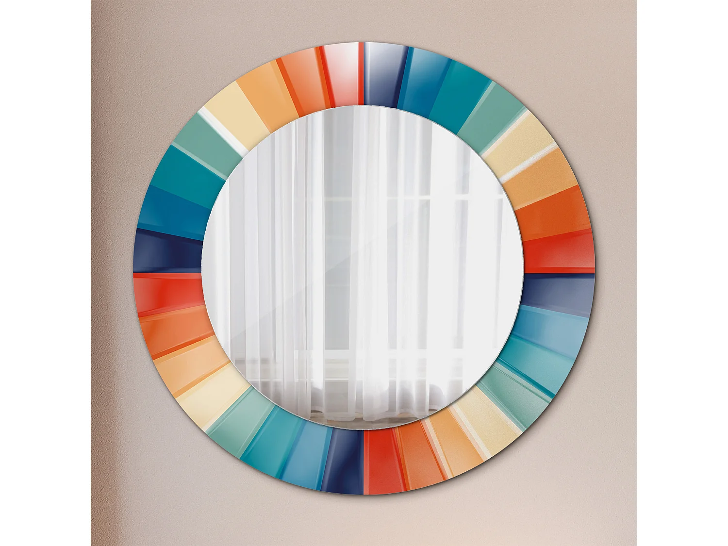 Runder dekorativer Spiegel – Bunte Ray-Fliesen – 50 cm