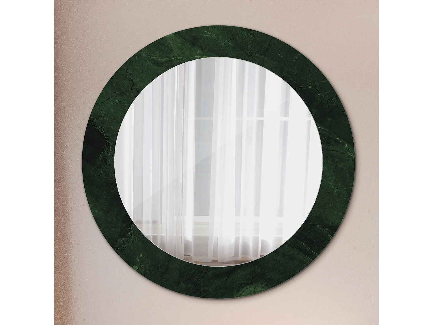 Miroir rond décoratif - Marbre vert - 70 cm