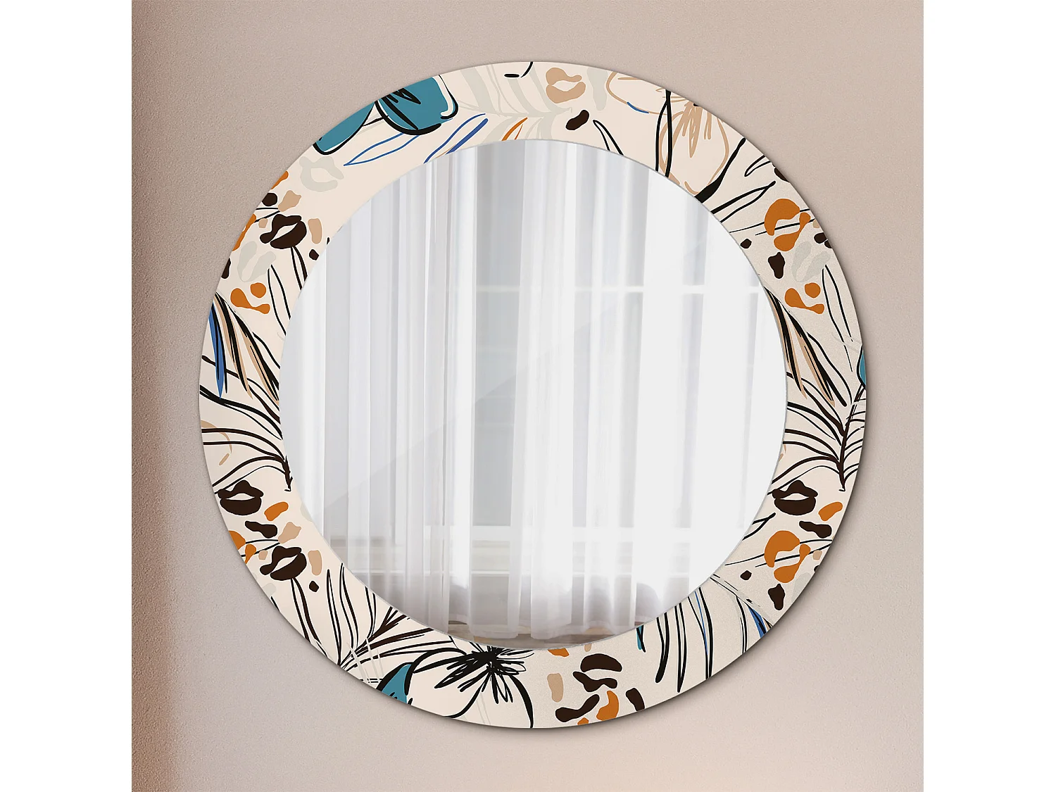 Runder dekorativer Spiegel - Dschungel-Fantasieblumen - 60 cm