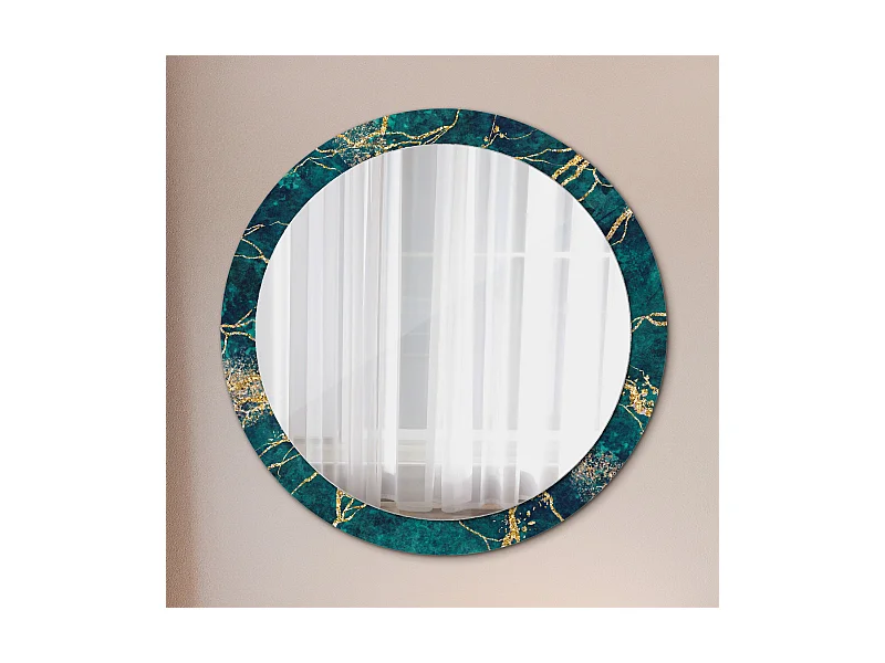 Runder dekorativer Spiegel - Grüner Marmor - 90 cm
