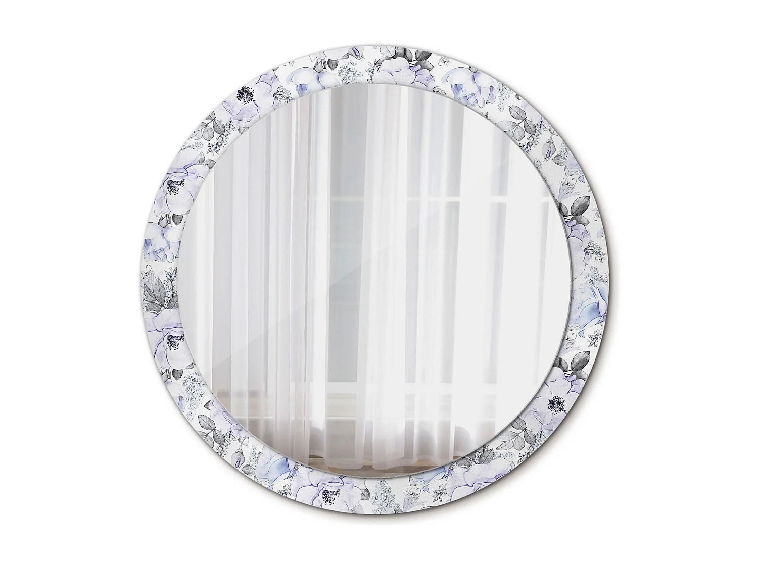 Specchio rotondo decorativo - Rose blu - 90 cm