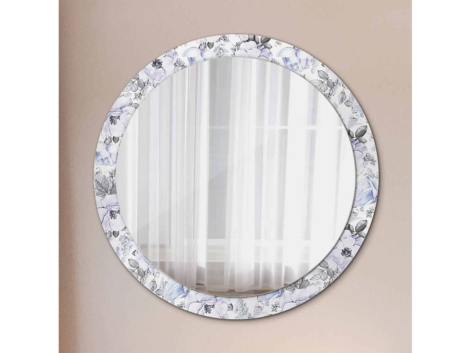 Specchio rotondo decorativo - Rose blu - 90 cm