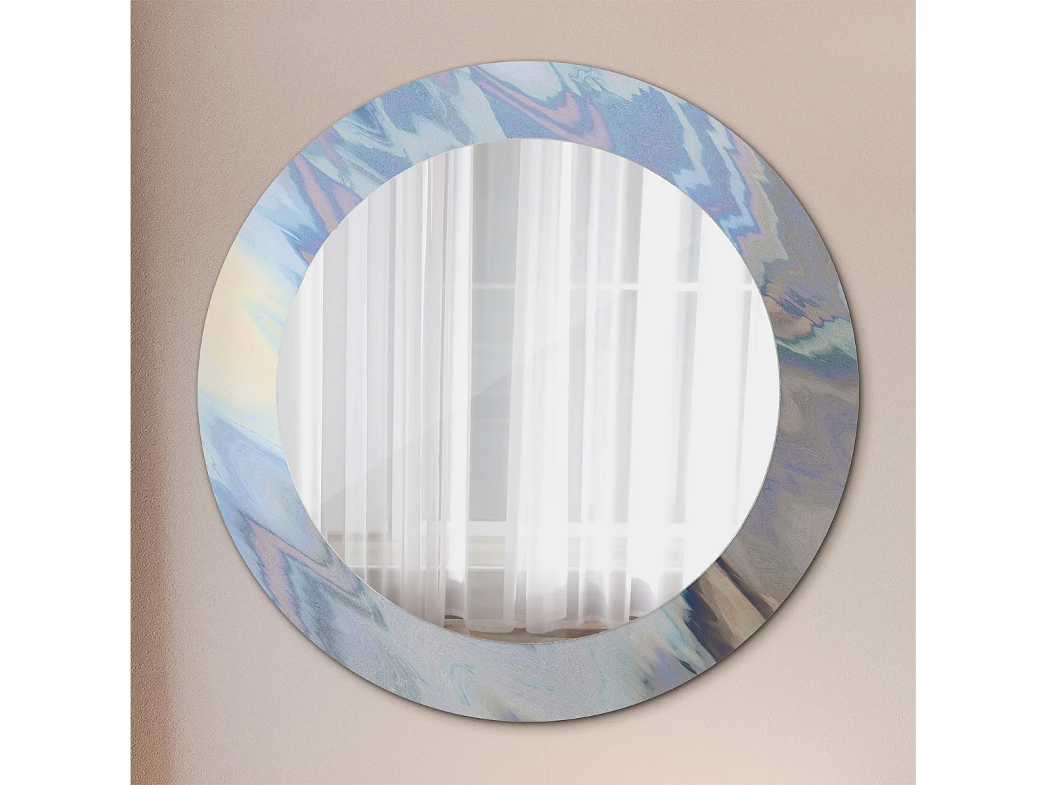 Decoratieve ronde spiegel - Abstracte golven - 60 cm