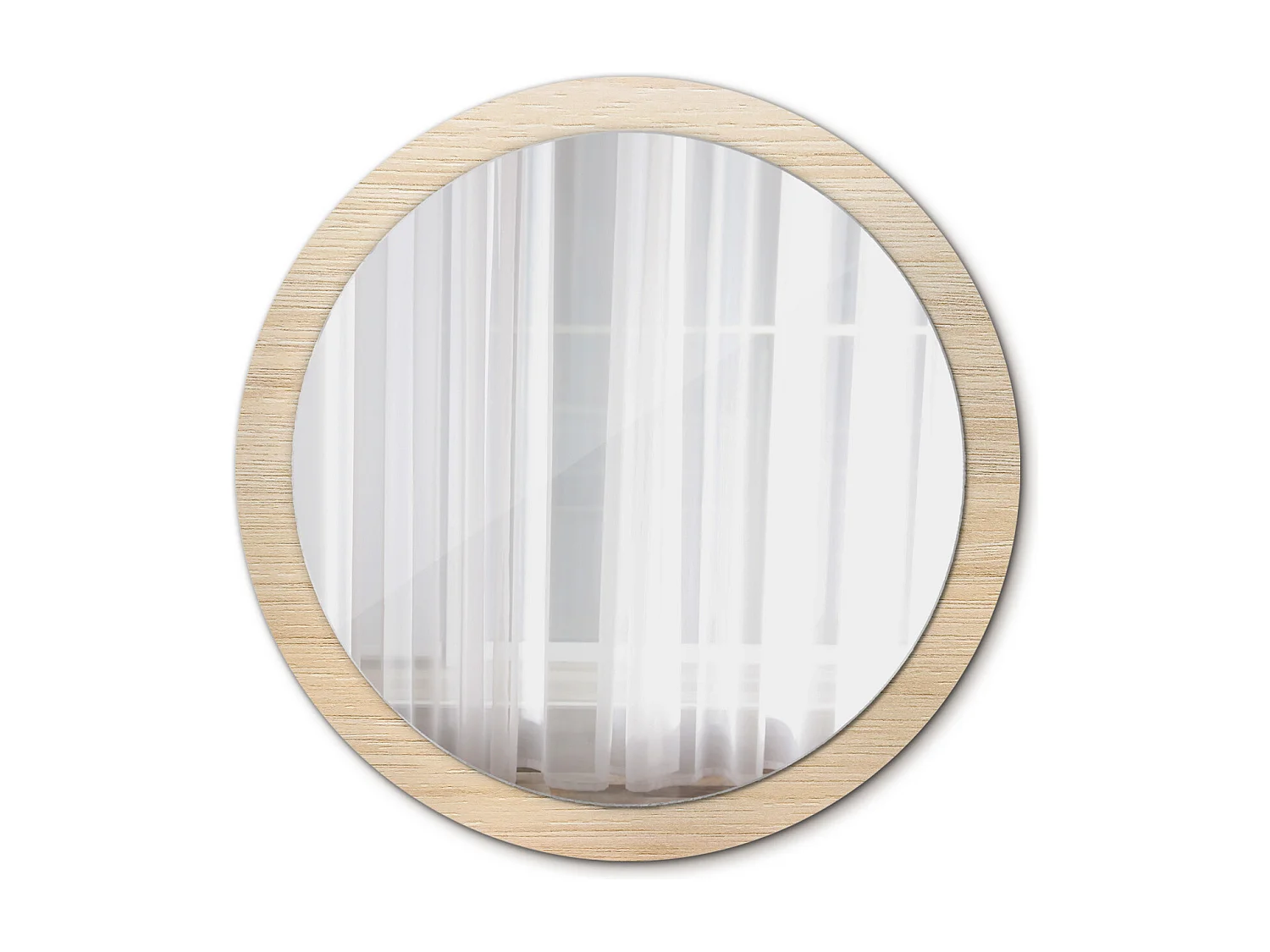 Miroir rond décoratif - Bois clair - 100 cm