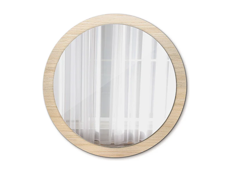 Runder dekorativer Spiegel - Helles Holz - 100 cm