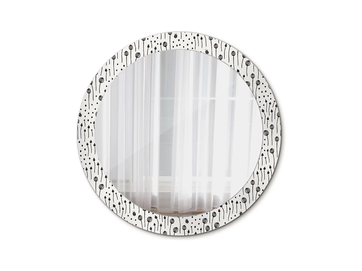 Decoratieve ronde spiegel - bloemmotief - 80 cm