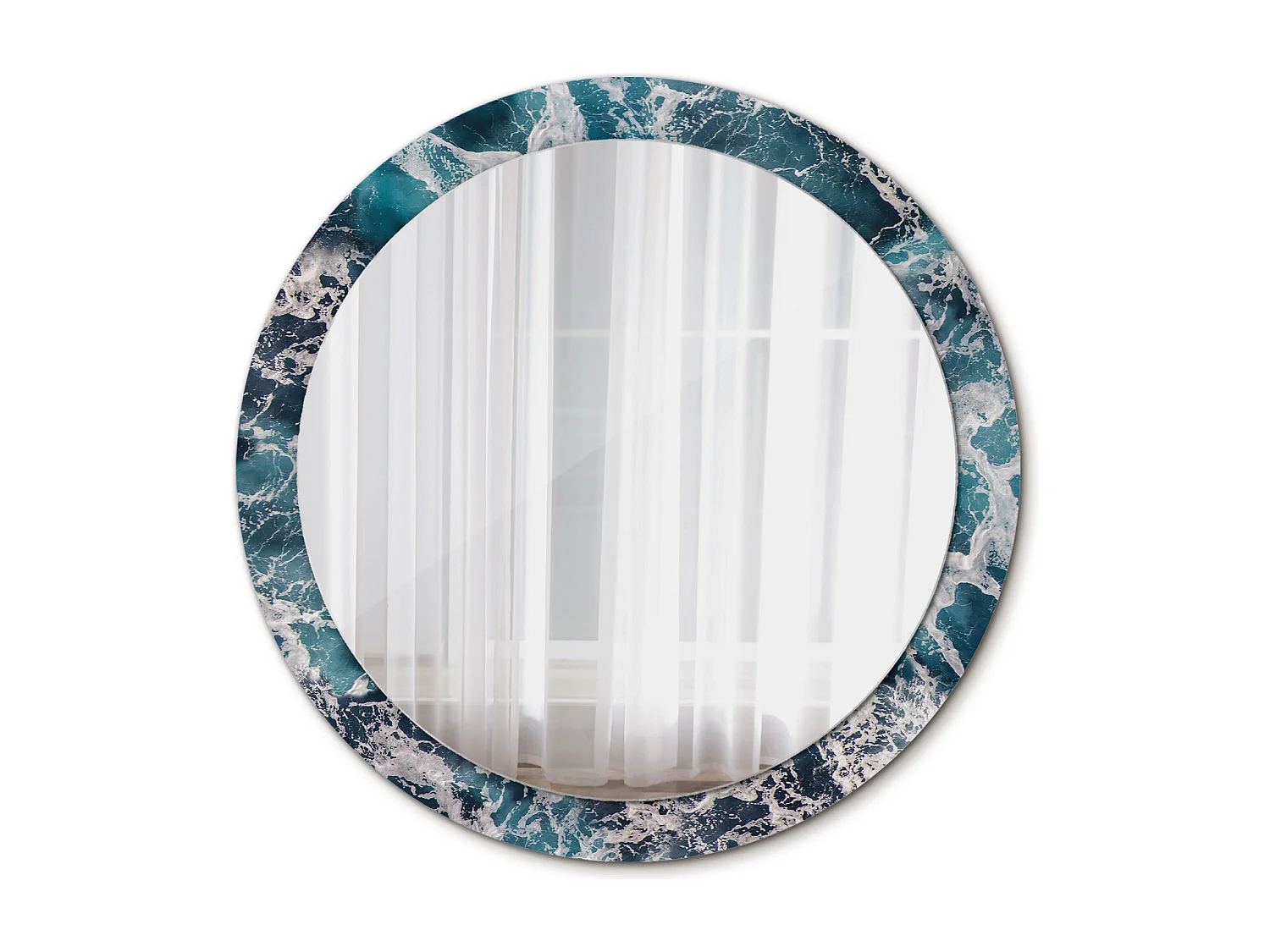 Decoratieve ronde spiegel - Ruwe zee - 90 cm