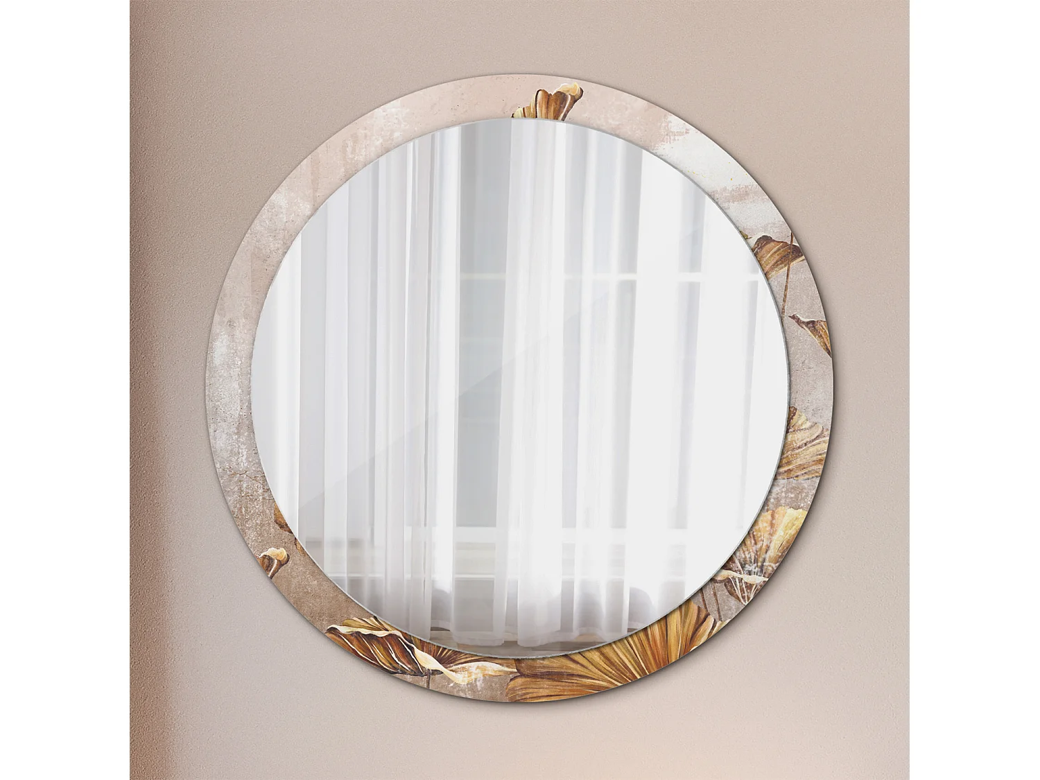 Miroir rond décoratif - Feuilles de Bohème - 100 cm