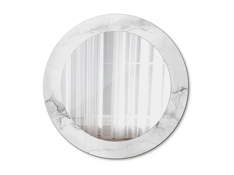 Miroir rond décoratif - Marbre blanc - 60 cm