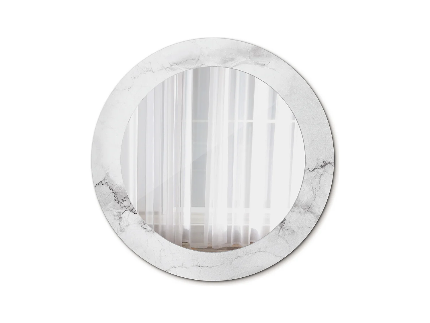 Miroir rond décoratif - Marbre blanc - 60 cm
