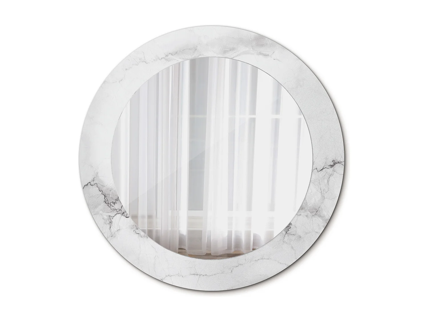 Miroir rond décoratif - Marbre blanc - 60 cm