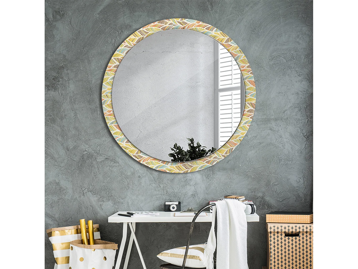 Decoratieve ronde spiegel - Abstract - 100 cm