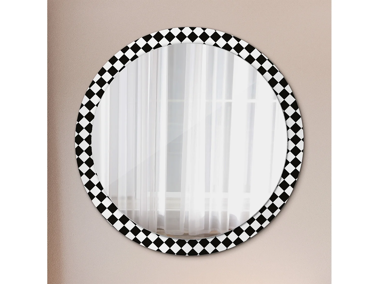 Miroir rond décoratif - Bureau d'échecs - 100 cm