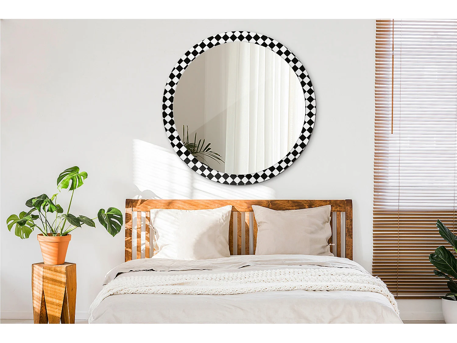 Miroir rond décoratif - Bureau d'échecs - 100 cm