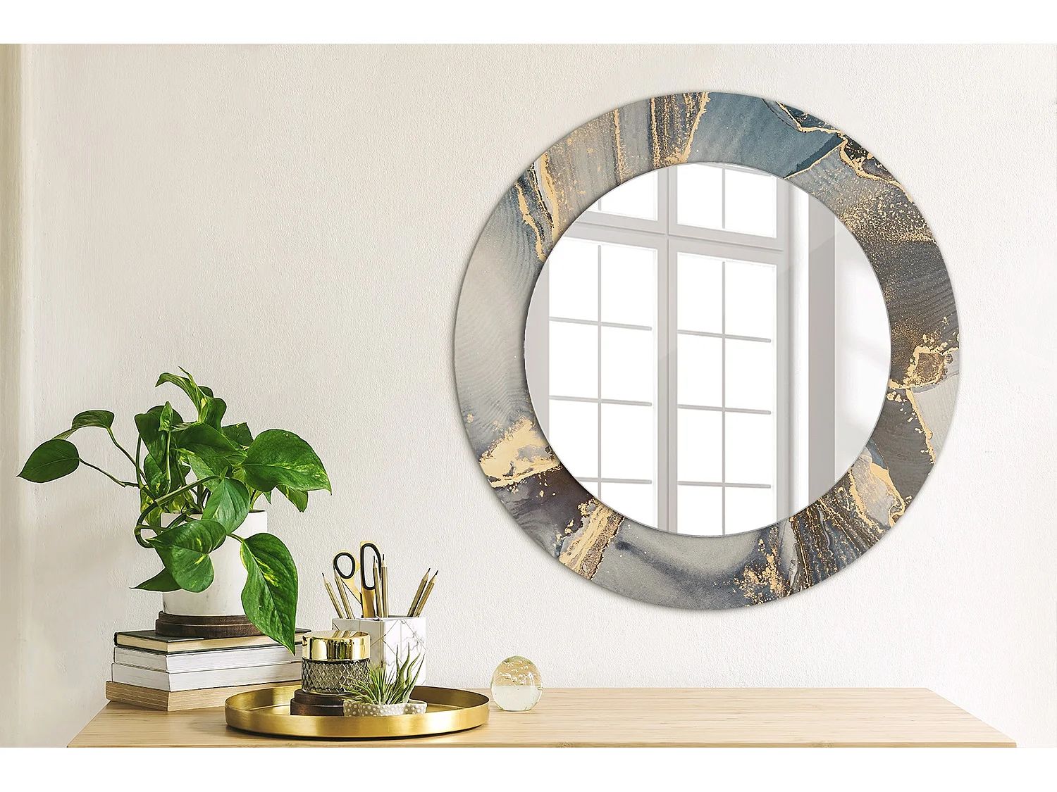 Dekorativer runder Spiegel - Abstrakte Gemälde - 50 cm