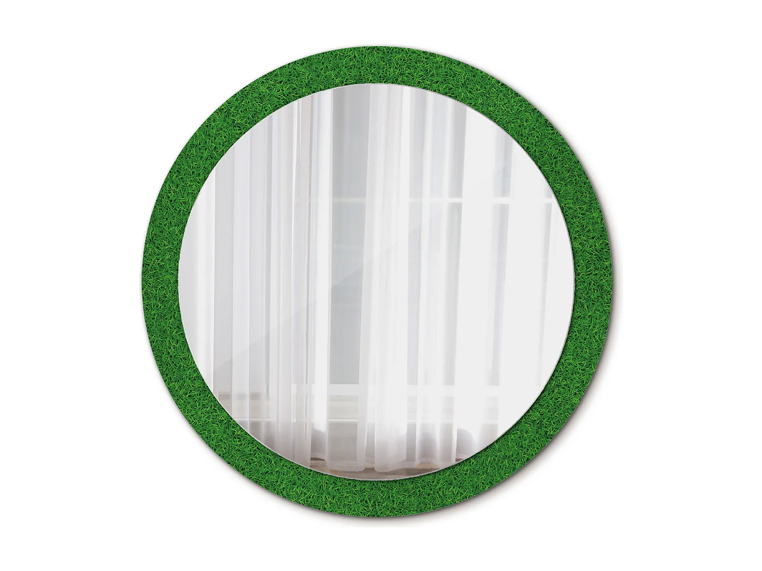 Miroir rond décoratif - Herbe verte - 90 cm