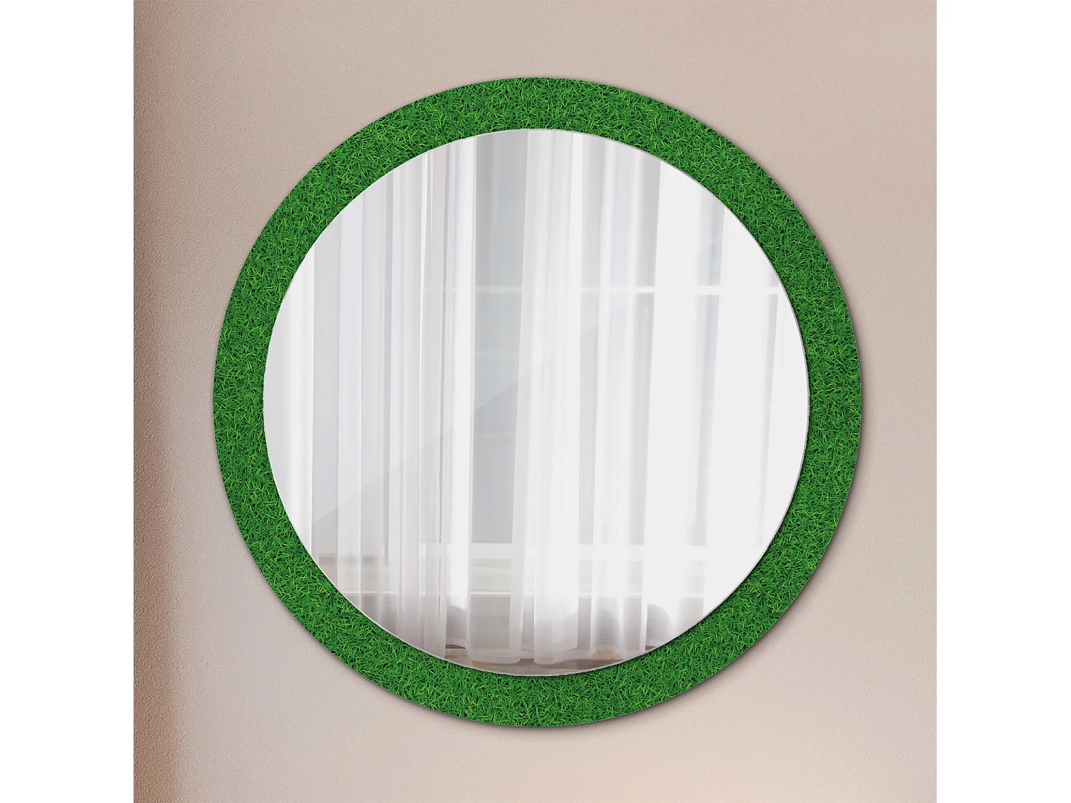 Miroir rond décoratif - Herbe verte - 90 cm