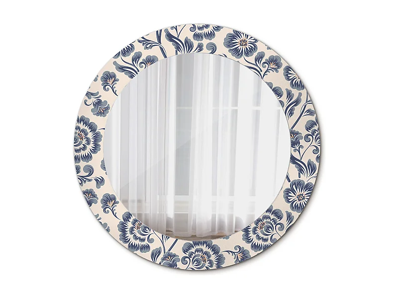 Miroir rond décoratif - Motif floral - 70 cm