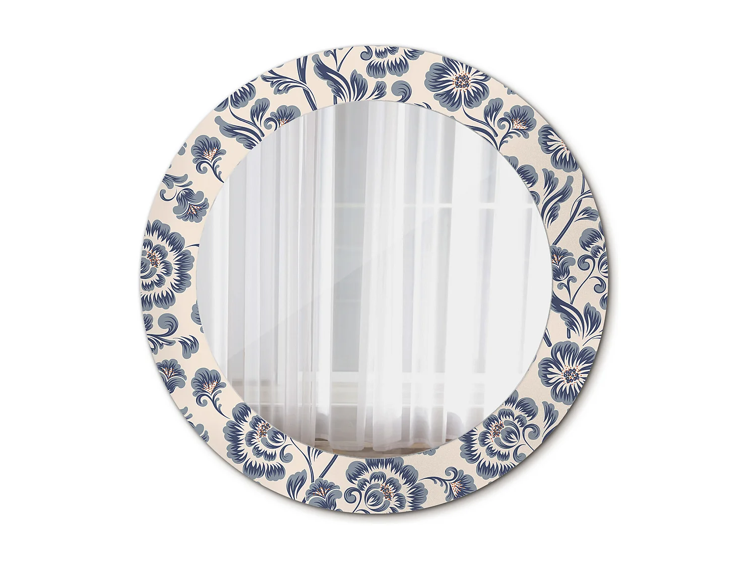 Miroir rond décoratif - Motif floral - 70 cm