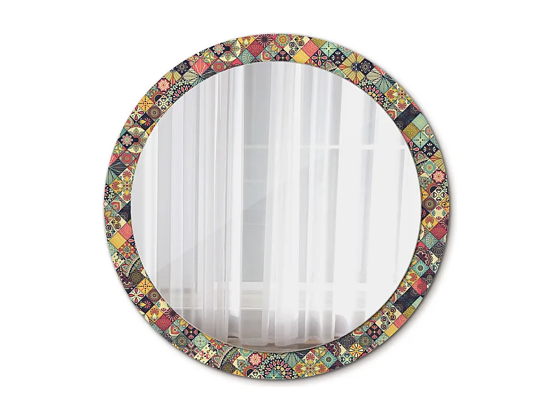 Dekorativer runder Spiegel – Patchwork-Fliesen – 90 cm