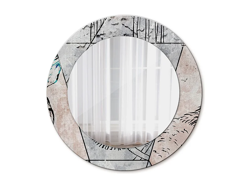 Dekorativer runder Spiegel - Abstrakte Tiere - 50 cm