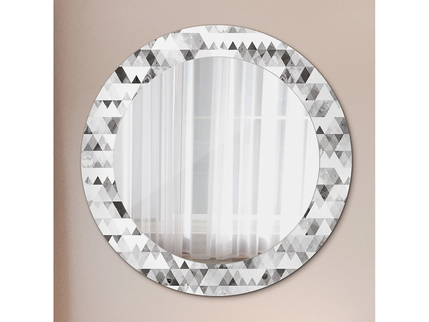 Runder dekorativer Spiegel - Dreiecke - 60 cm