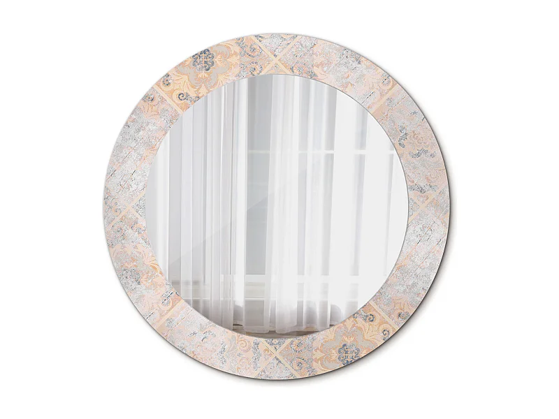 Miroir rond décoratif - Carreaux râpés - 70 cm