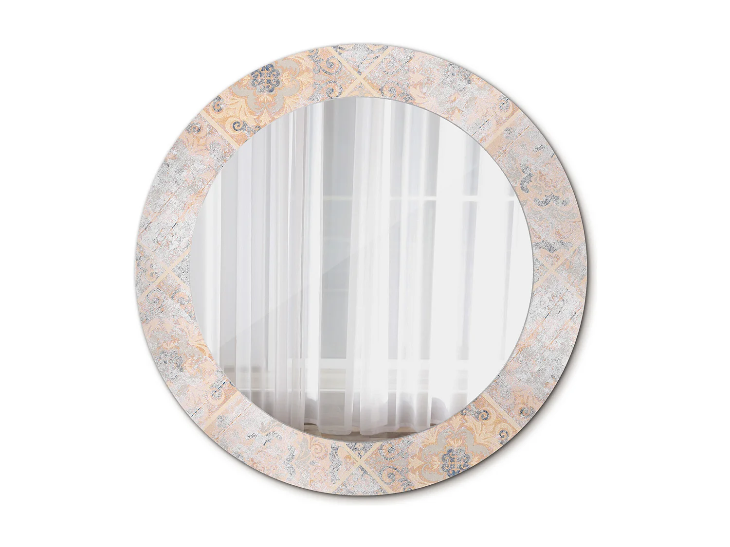 Miroir rond décoratif - Carreaux râpés - 70 cm
