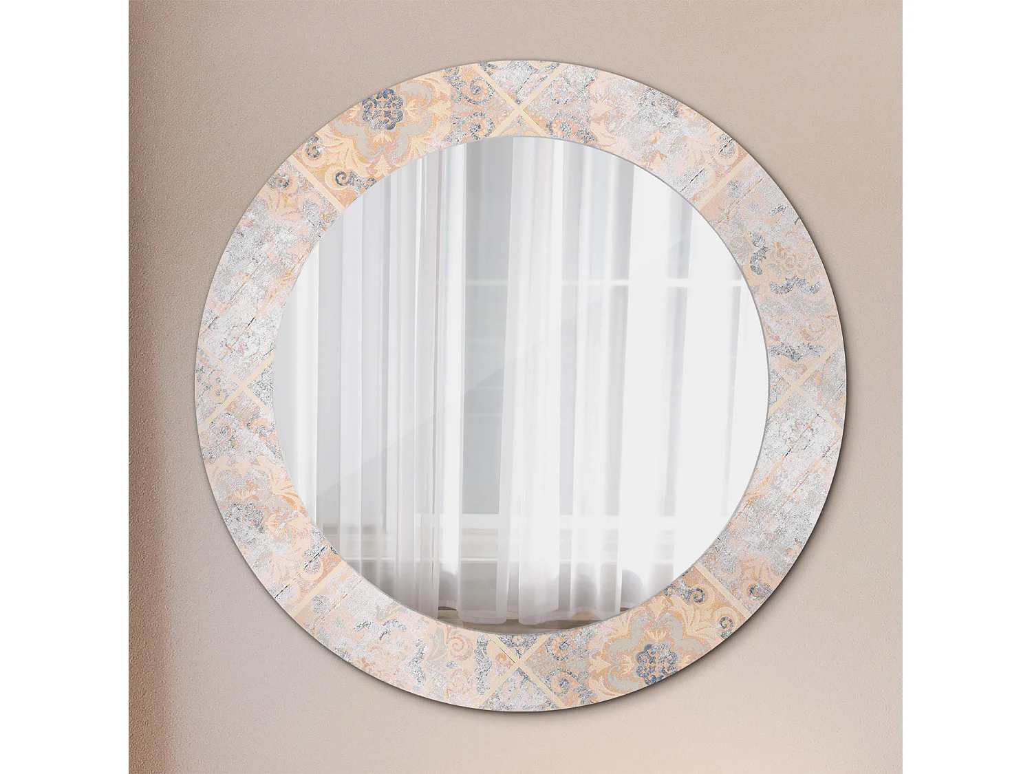 Miroir rond décoratif - Carreaux râpés - 70 cm