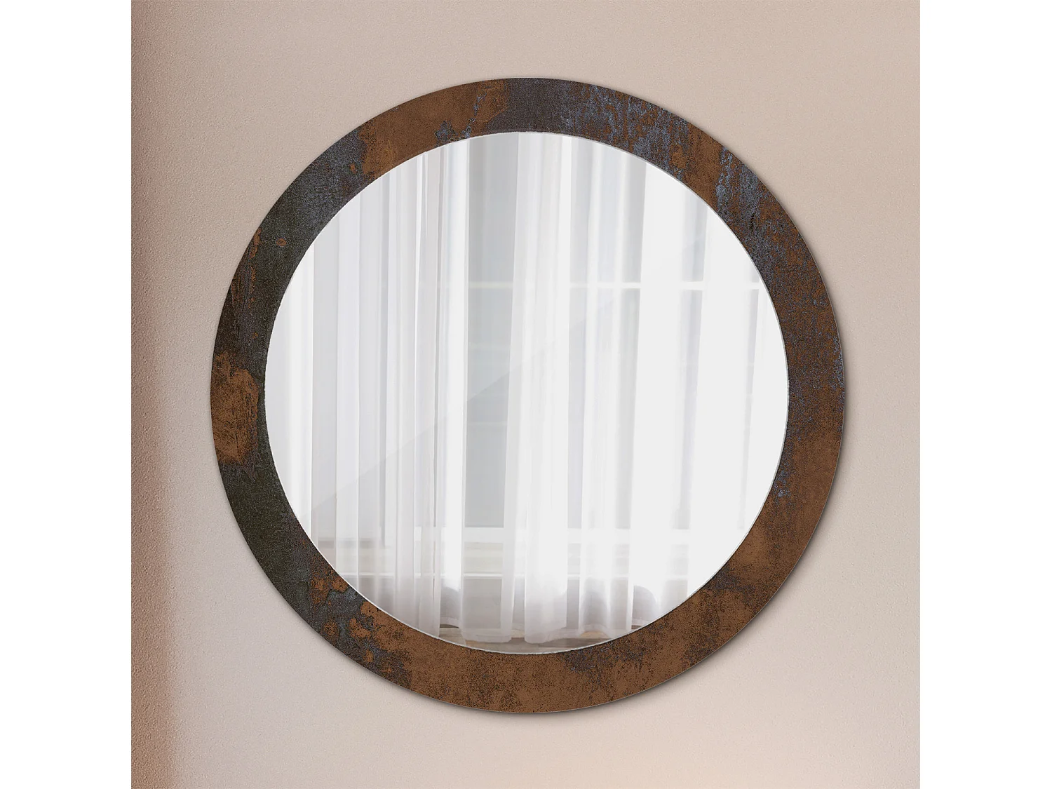 Runder dekorativer Spiegel – Rustikales Metall – 80 cm